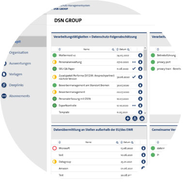Bildausschnitt der Benutzeroberfläche von DSN port privacy.